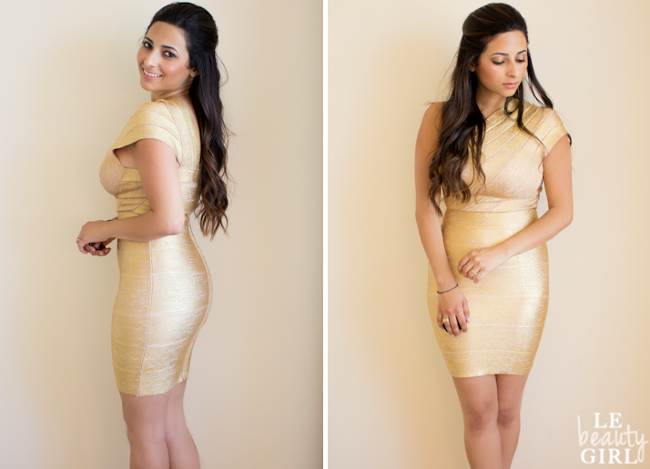 Style Me Celeb Amy Childs Gold Bandage Dress