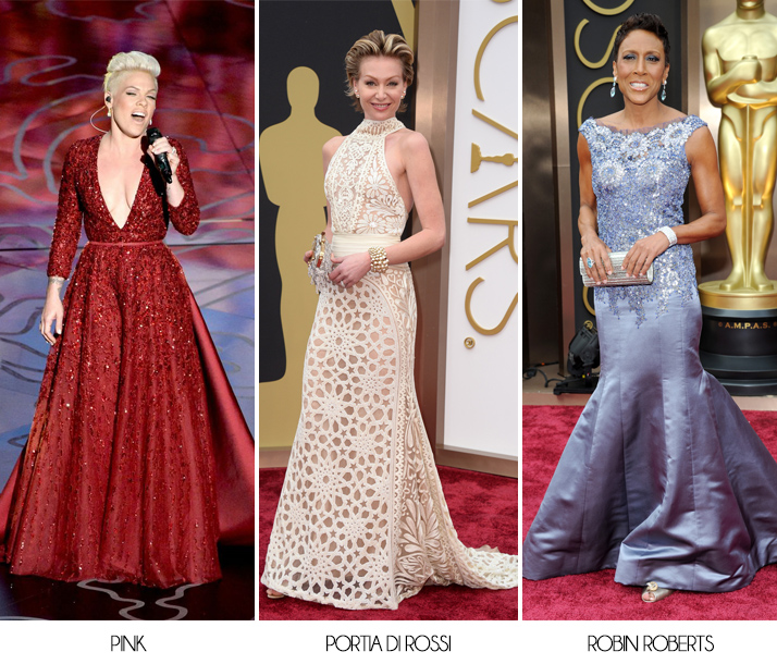 Oscars 2014 Pink Portia Di Rossi Robin Roberts